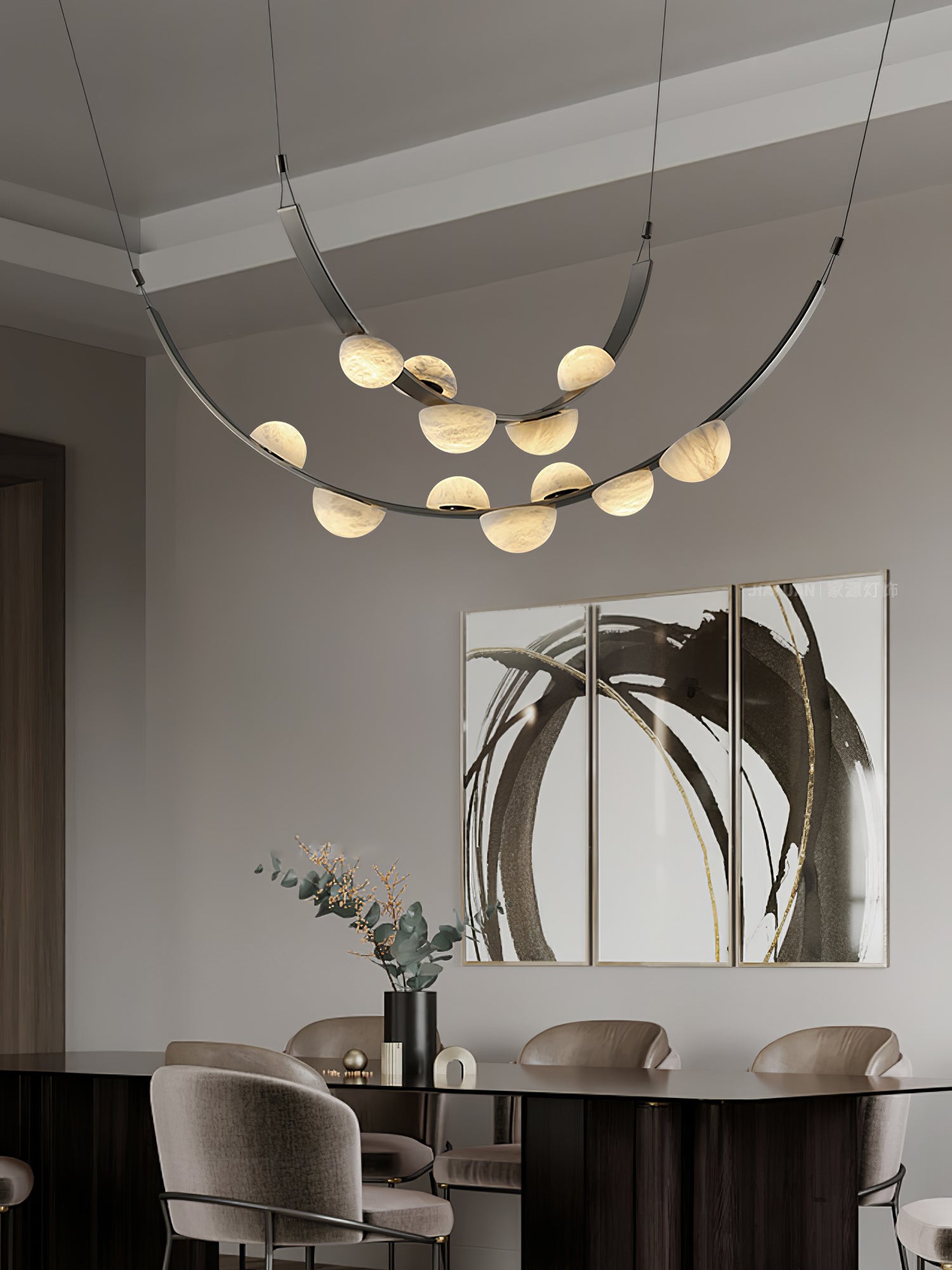 Loria Leather Whisper Alabaster Chandelier