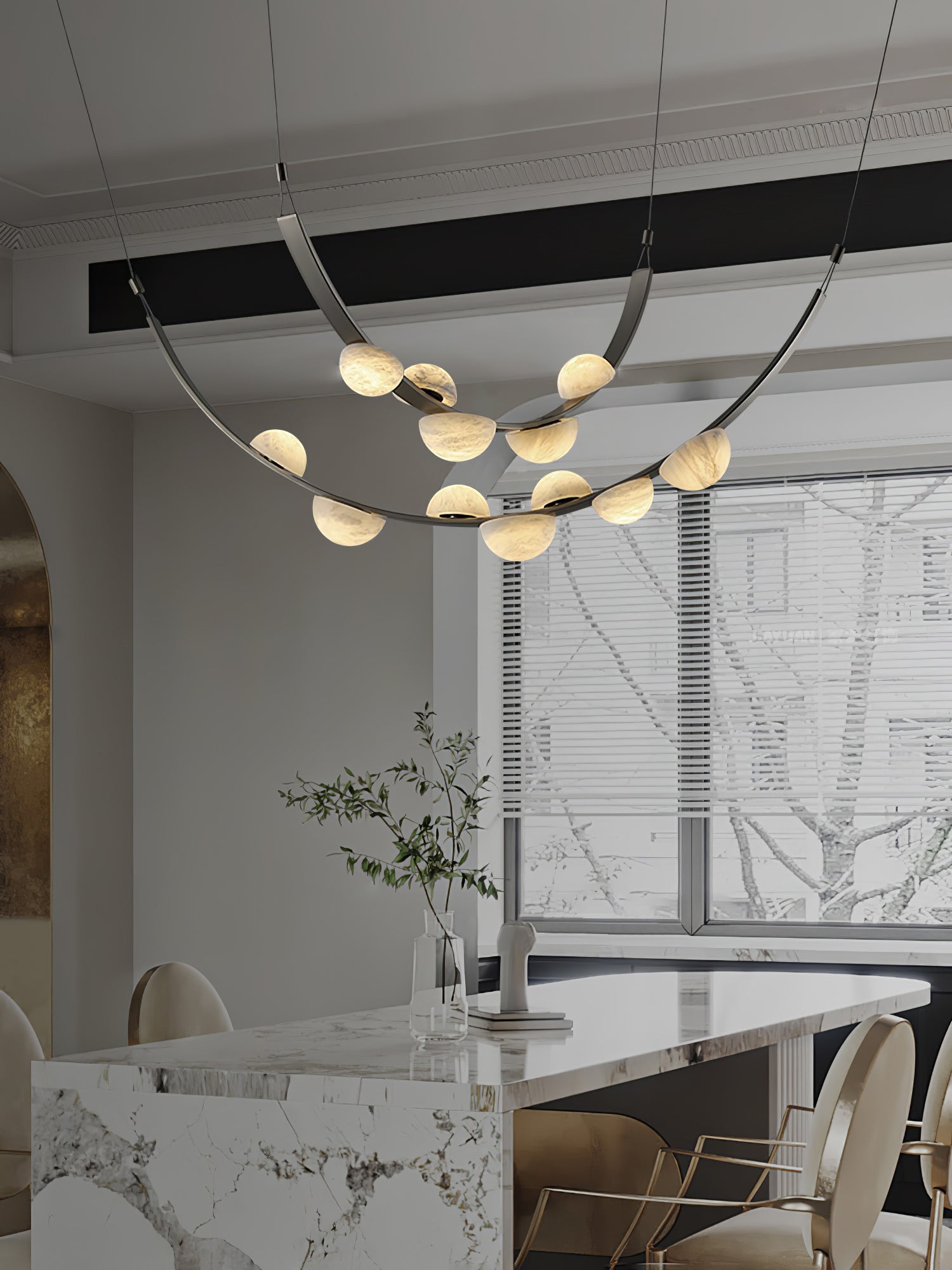 Loria Leather Whisper Alabaster Chandelier