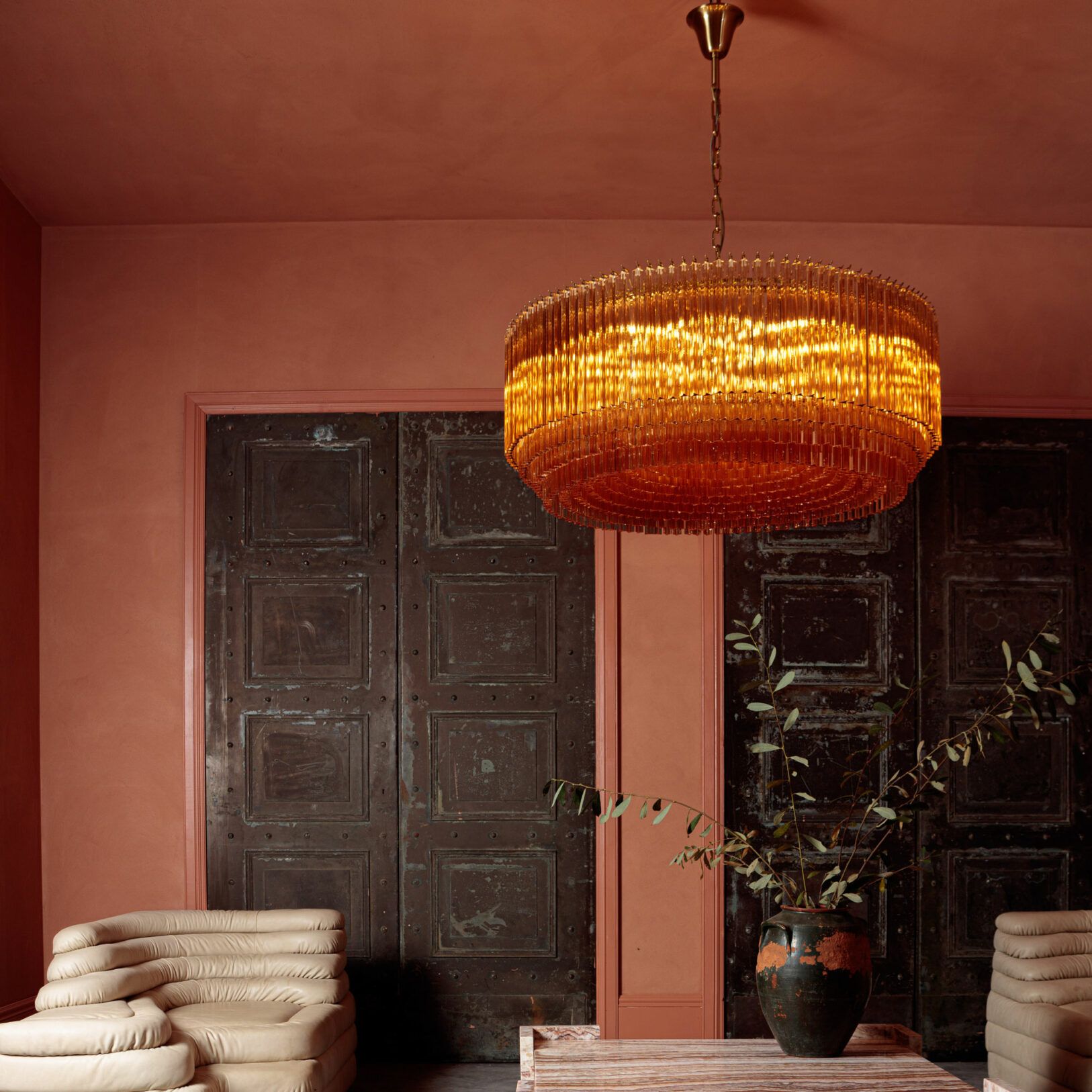 Aurelios Amber Drum Chandelier