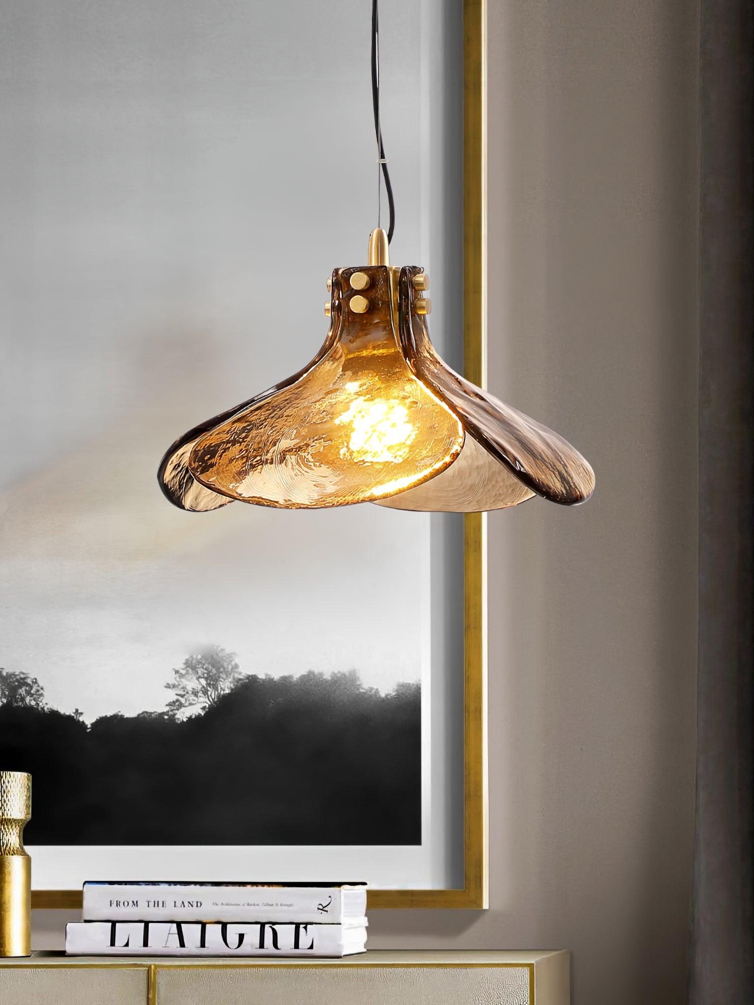 Zephyr Brass Glass Pendant