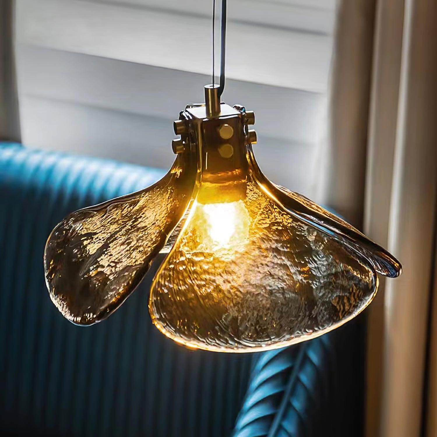 Zephyr Brass Glass Pendant
