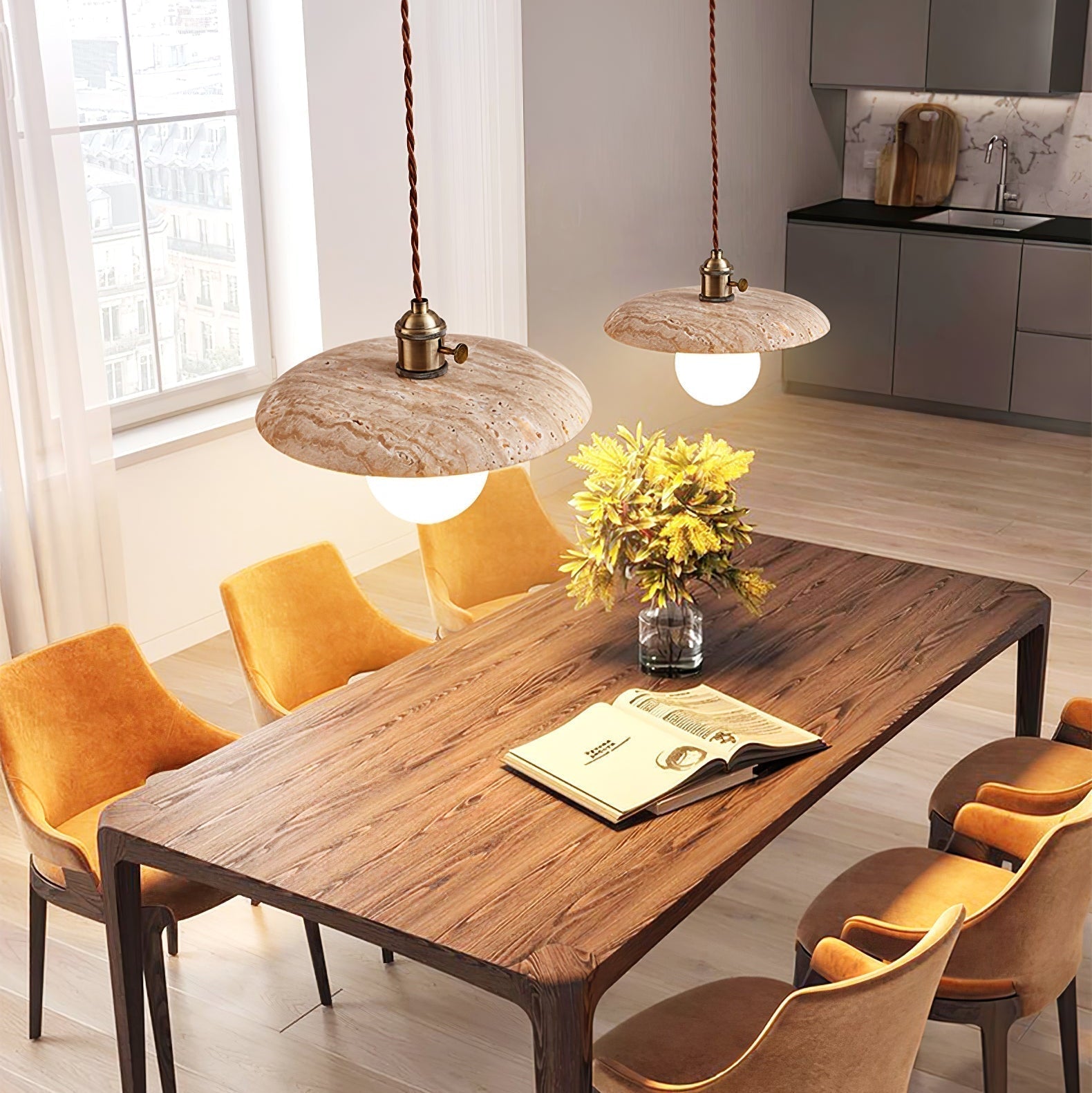 Lunaro Travertine Pendant Light