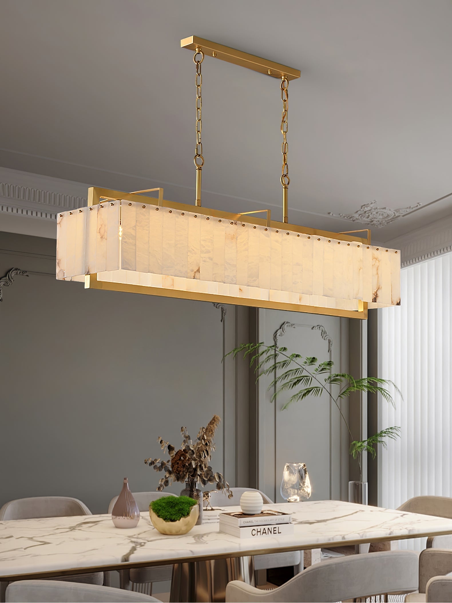 Selene Rectangular Alabaster Pendant