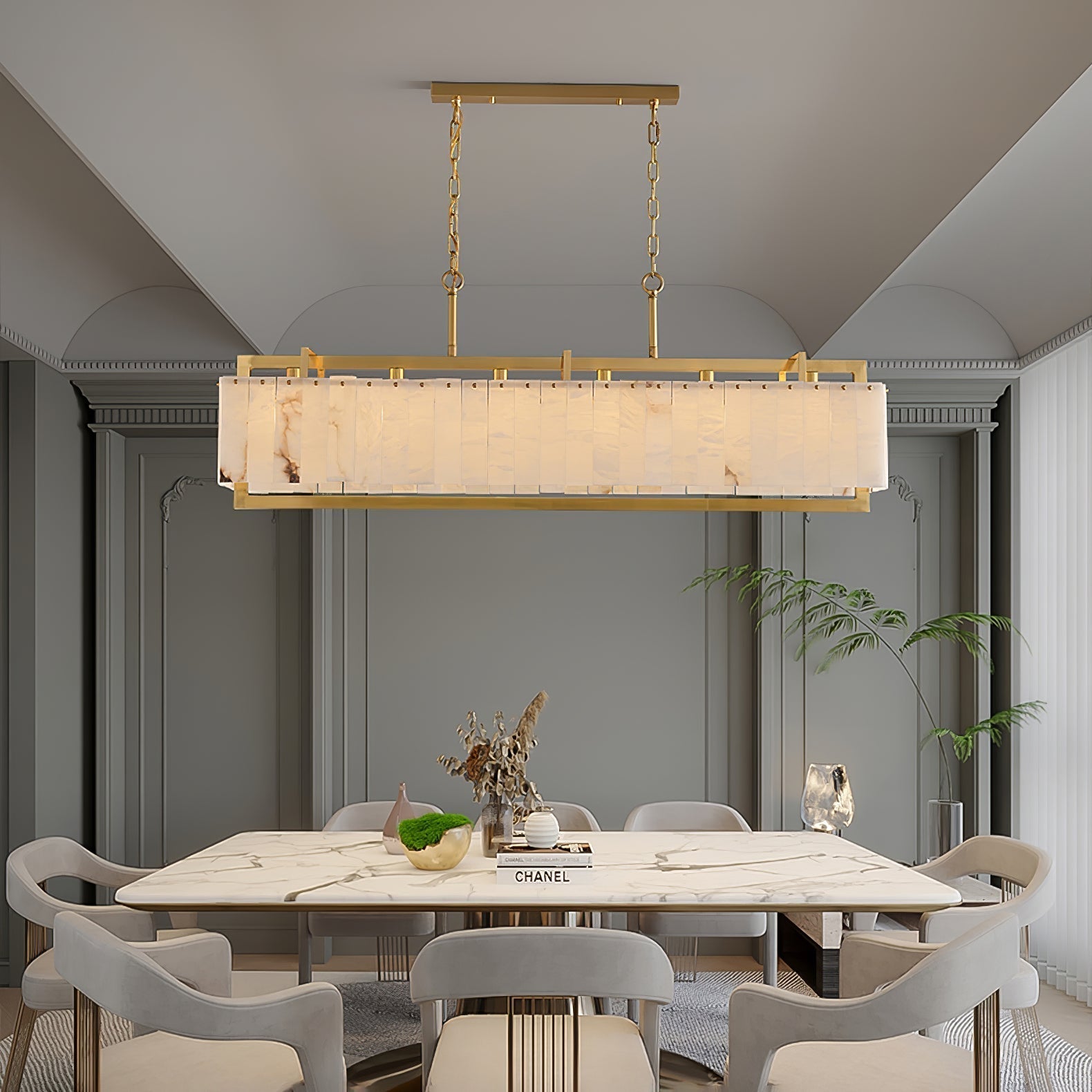 Selene Rectangular Alabaster Pendant
