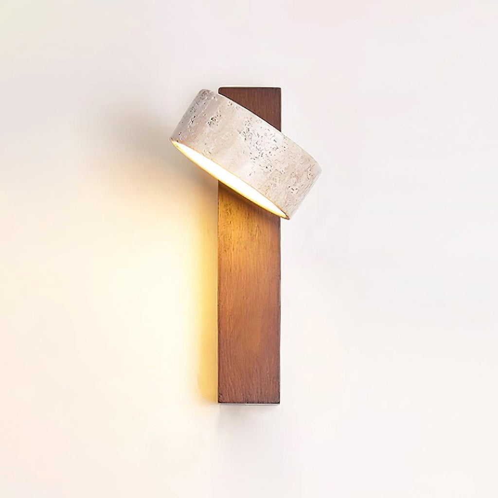 Olivia Travertine & Wood Wall Light