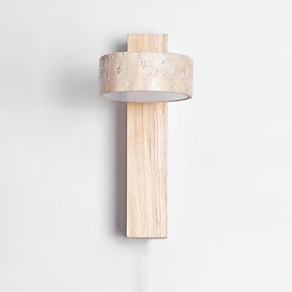 Olivia Travertine & Wood Wall Light