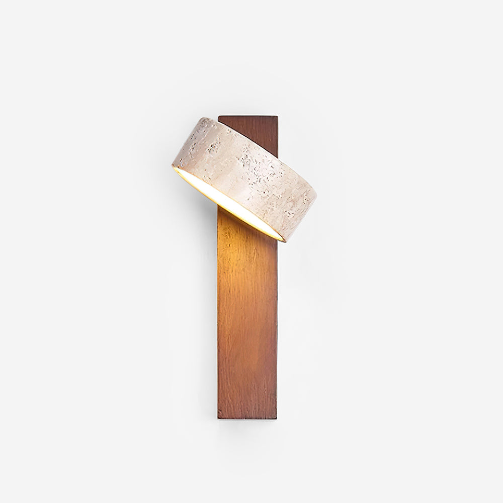 Olivia Travertine & Wood Wall Light