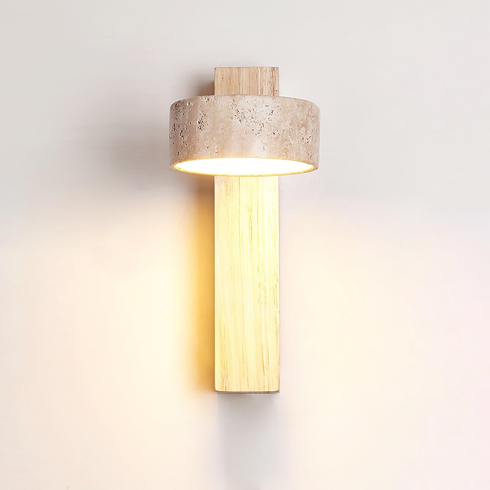 Olivia Travertine & Wood Wall Light