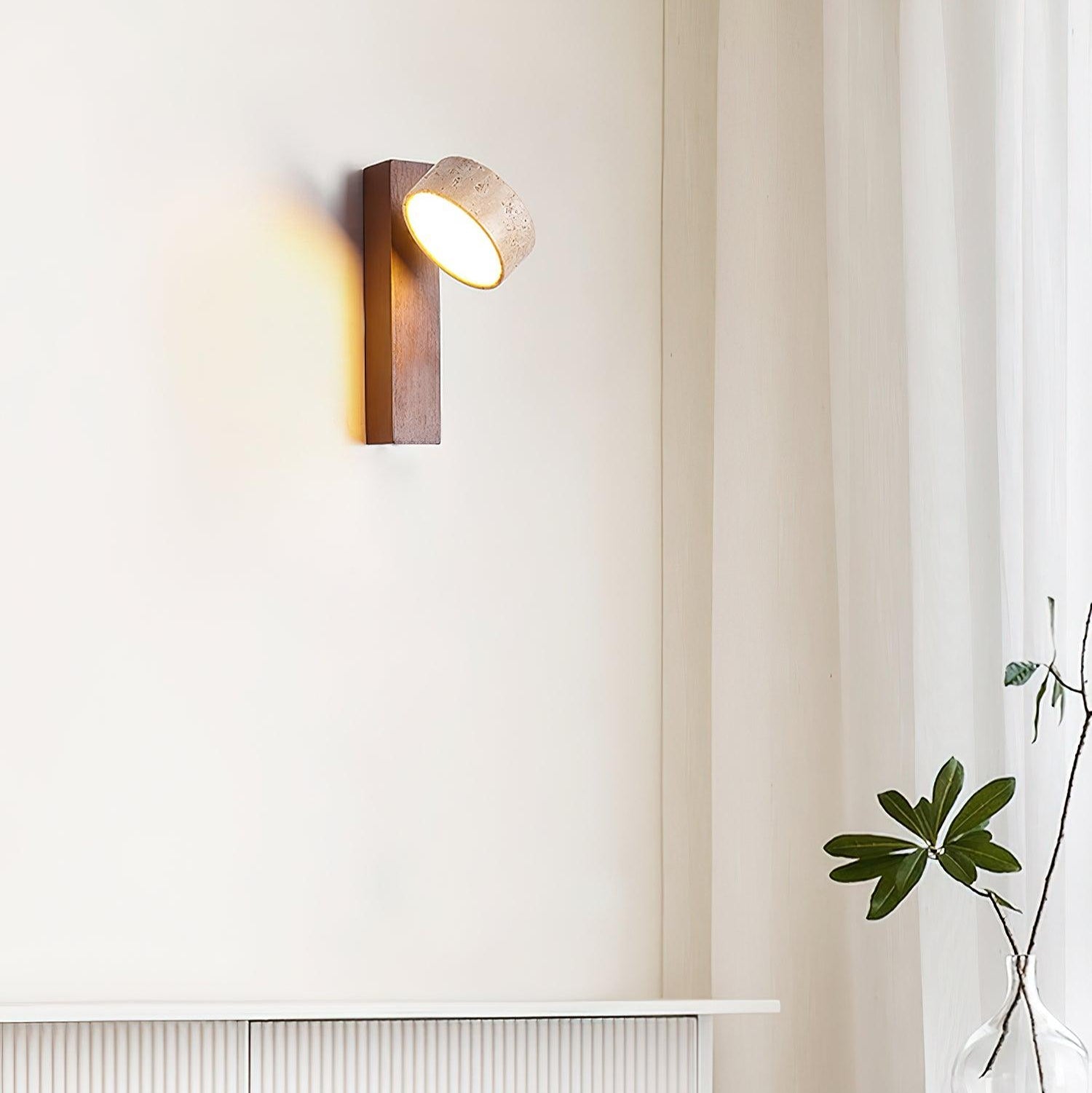 Olivia Travertine & Wood Wall Light