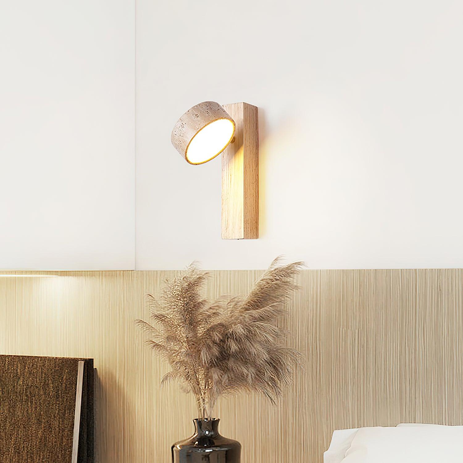 Olivia Travertine & Wood Wall Light