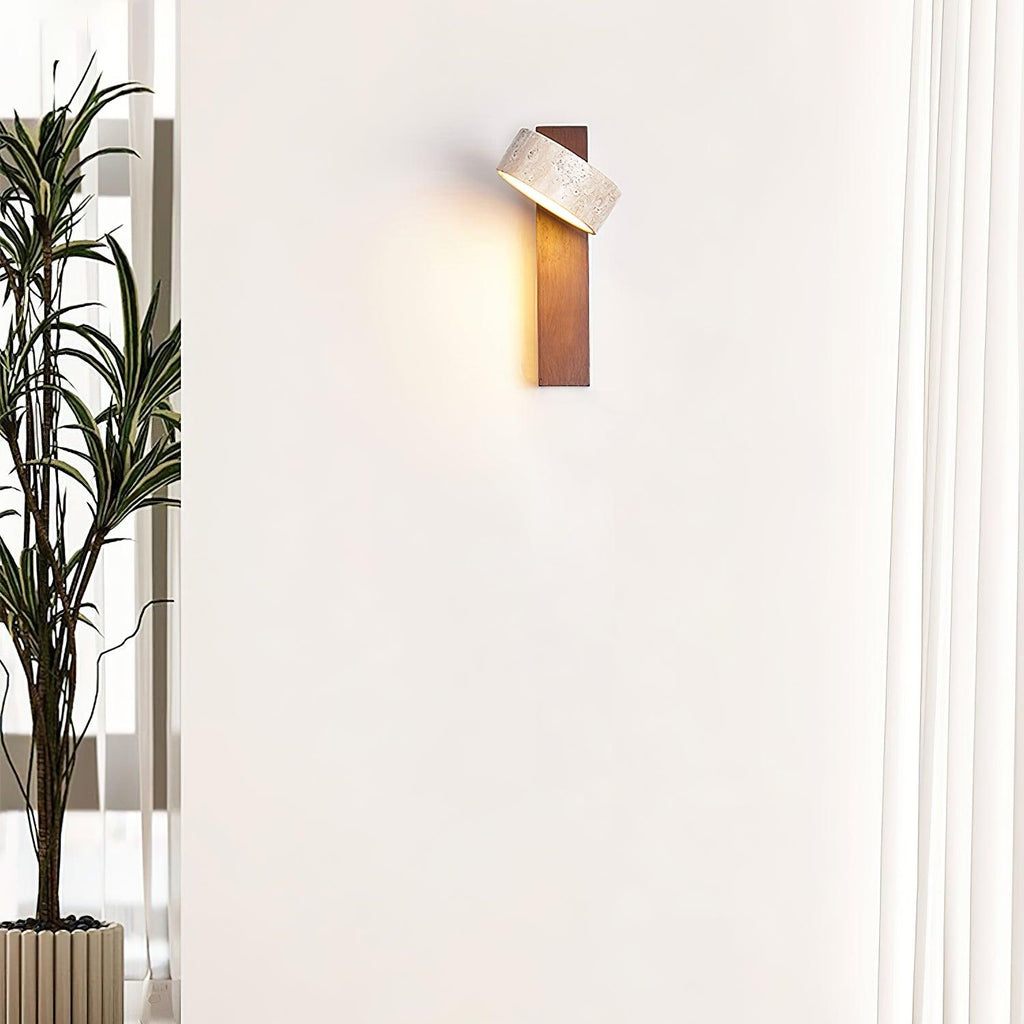 Olivia Travertine & Wood Wall Light
