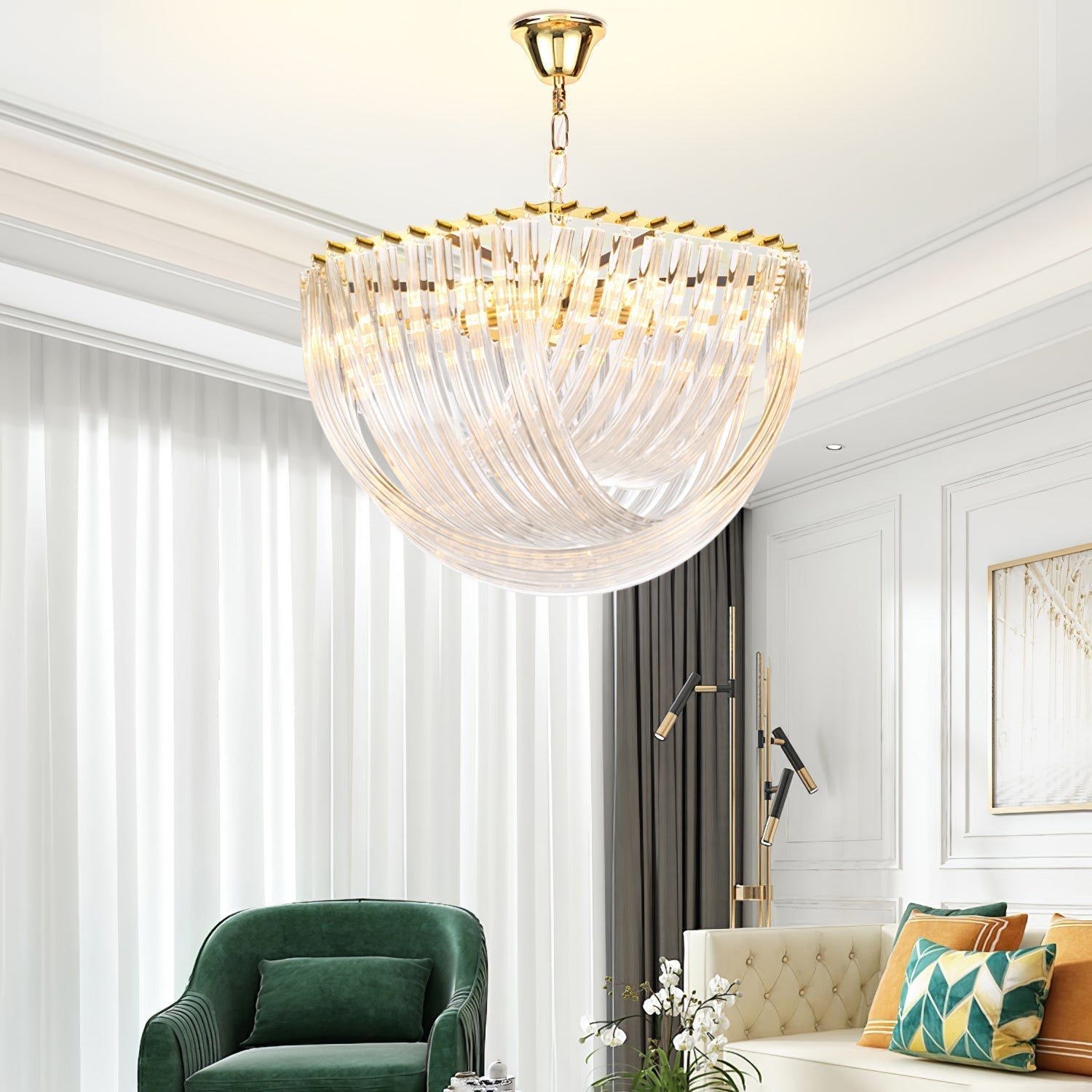 Cyrilla Curved Glass Chandelier