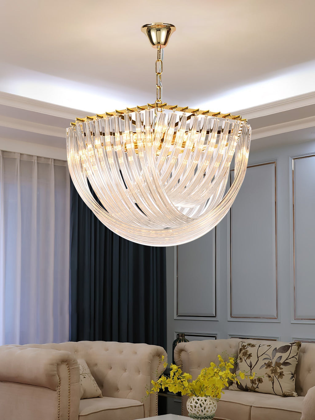 Cyrilla Curved Glass Chandelier