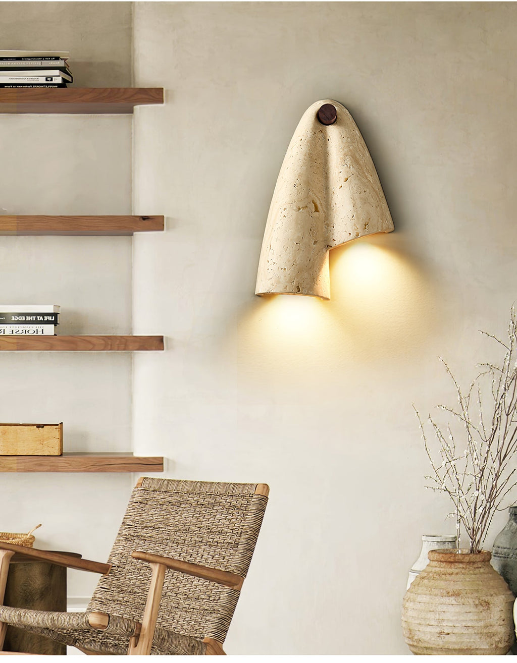 Draped Elegance Travertine Sconce