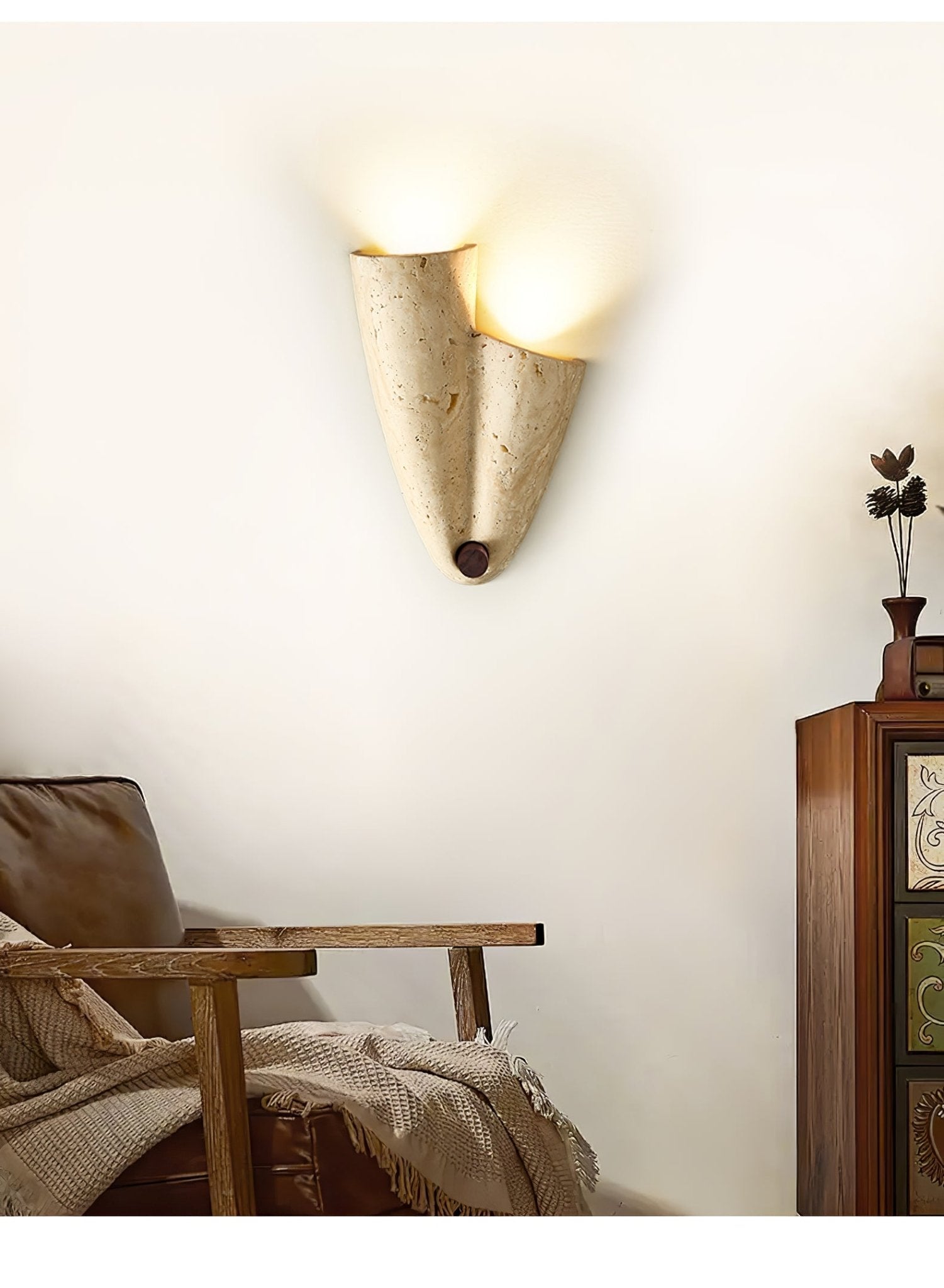 Draped Elegance Travertine Sconce