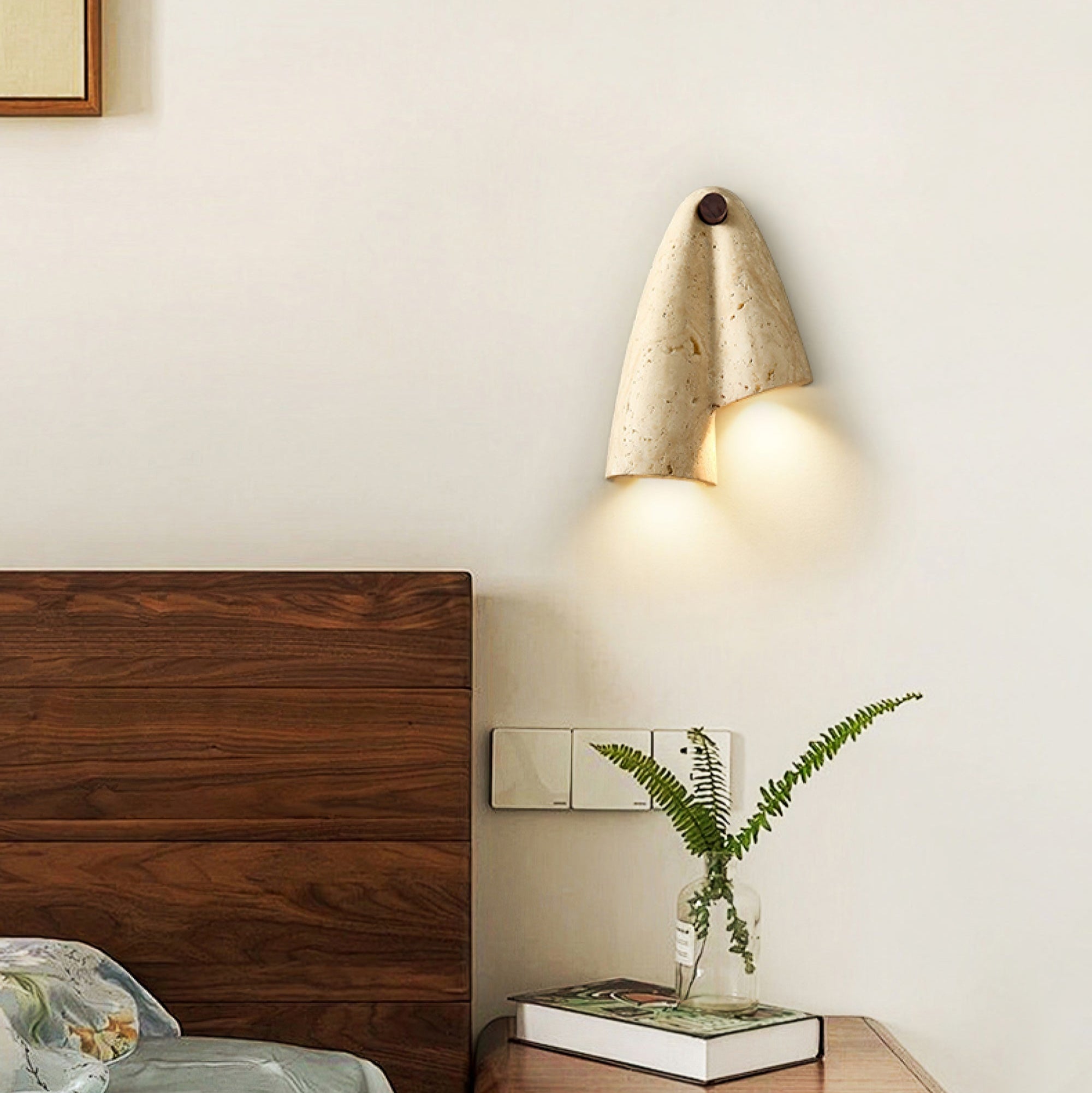 Draped Elegance Travertine Sconce