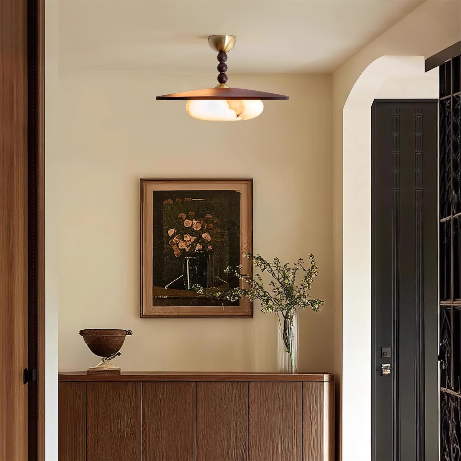 Walnut Alabaster Ceiling Light