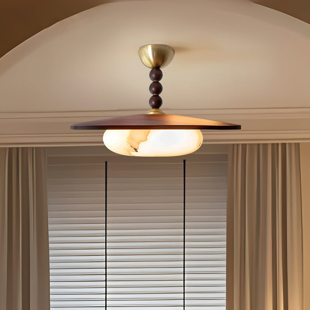 Walnut Alabaster Ceiling Light