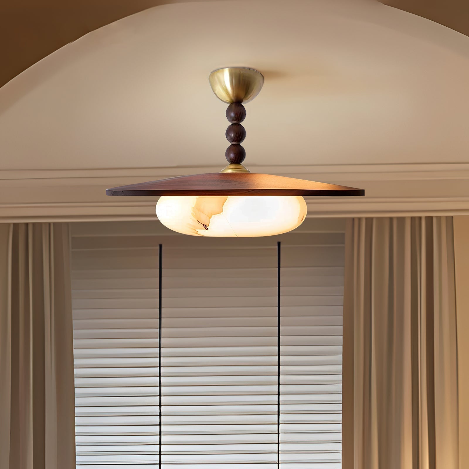 Walnut Alabaster Ceiling Light
