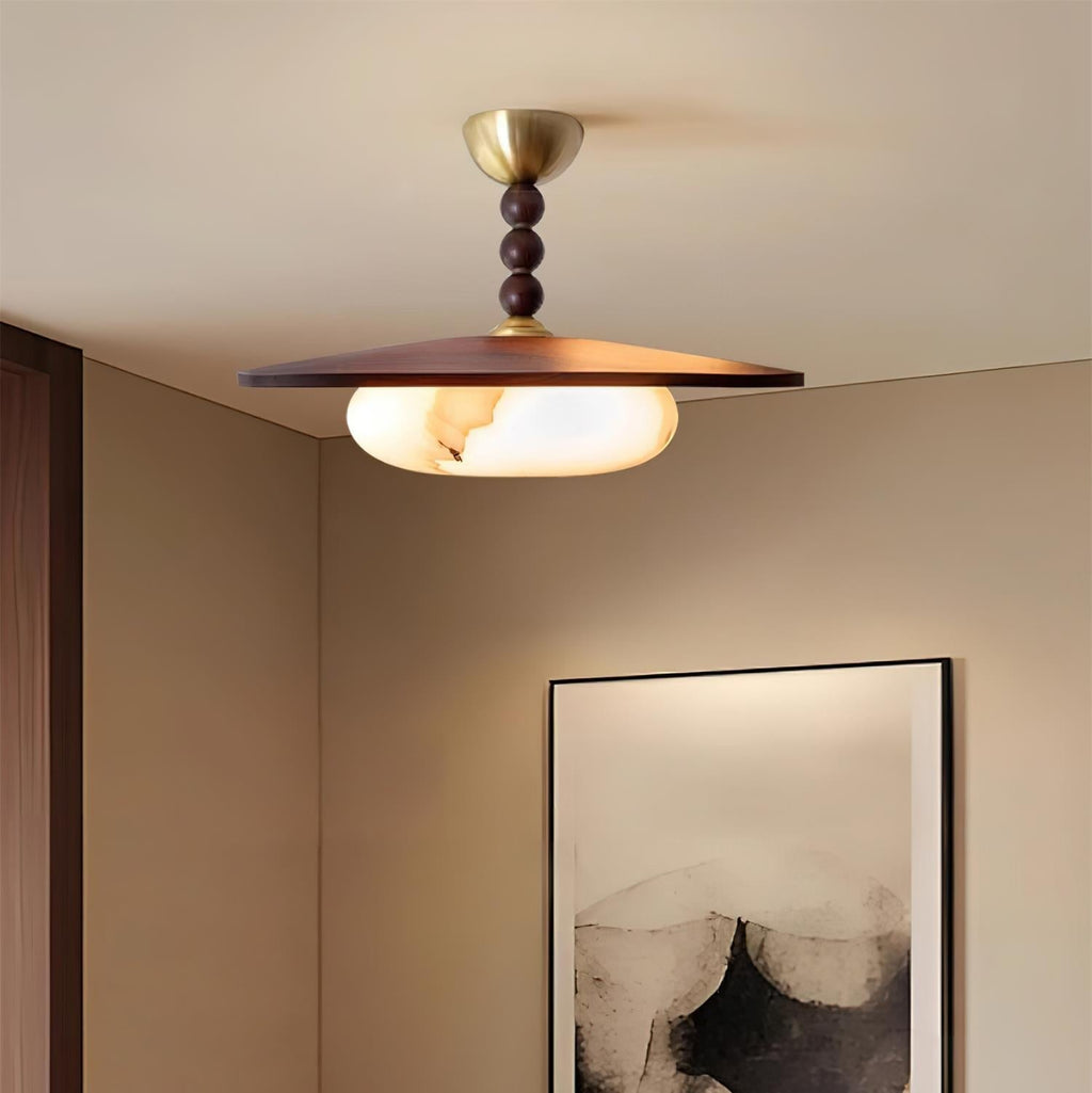 Walnut Alabaster Ceiling Light