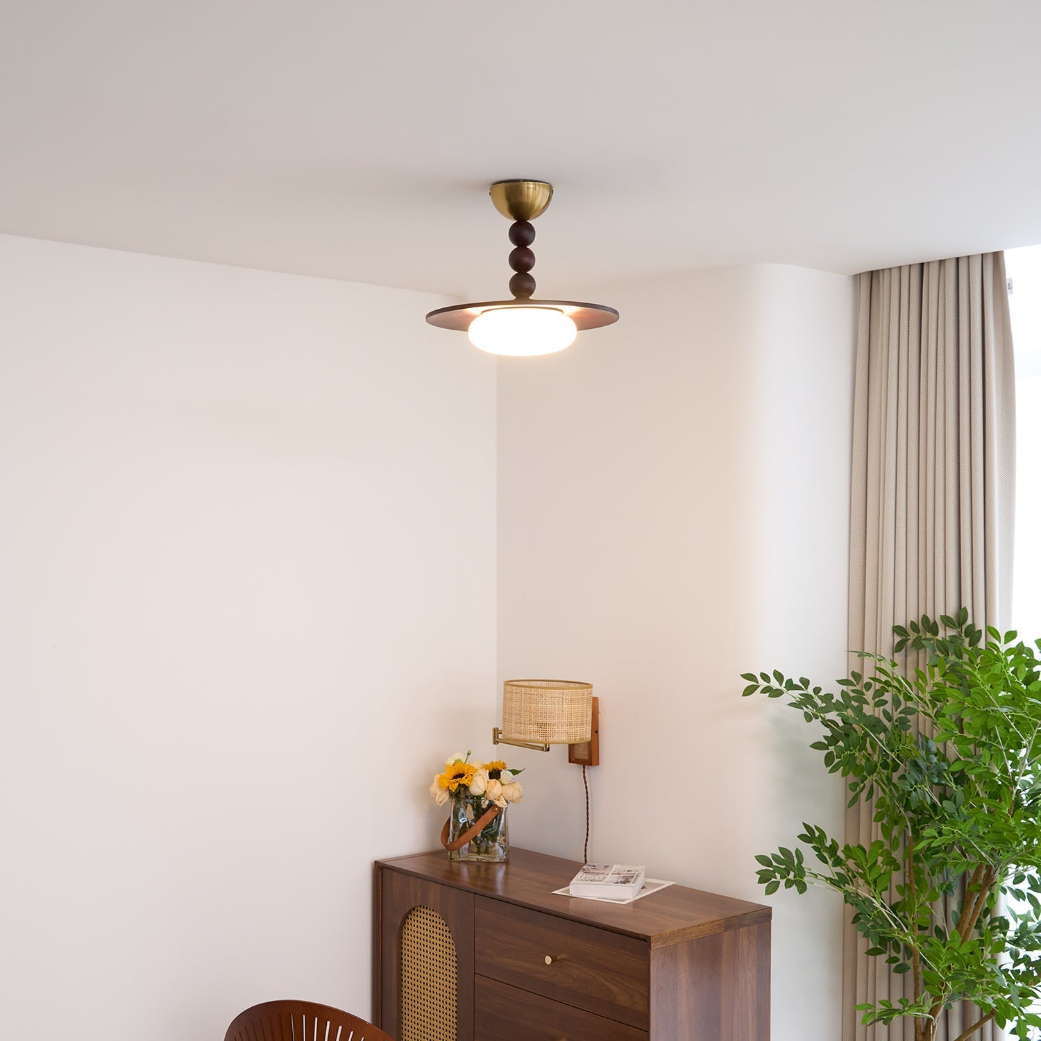 Walnut Alabaster Ceiling Light
