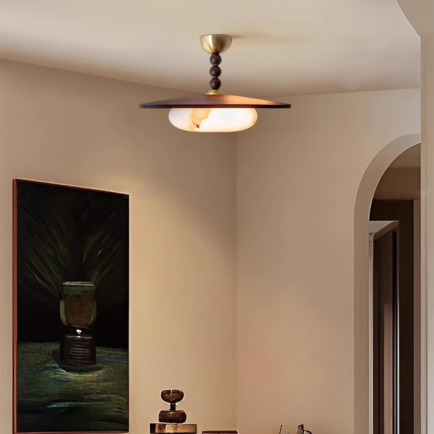 Walnut Alabaster Ceiling Light
