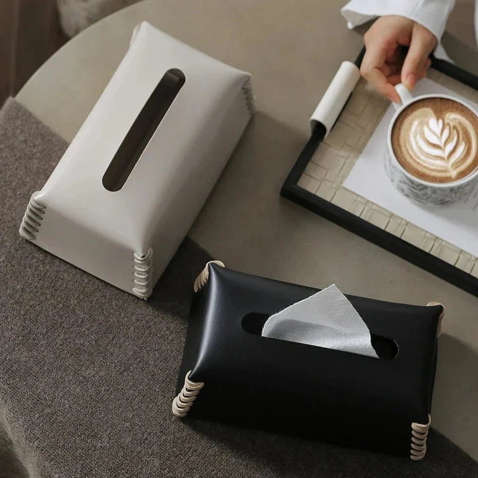 High-End Leather Tissue Holder