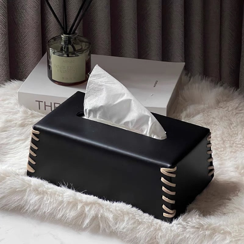 High-End Leather Tissue Holder