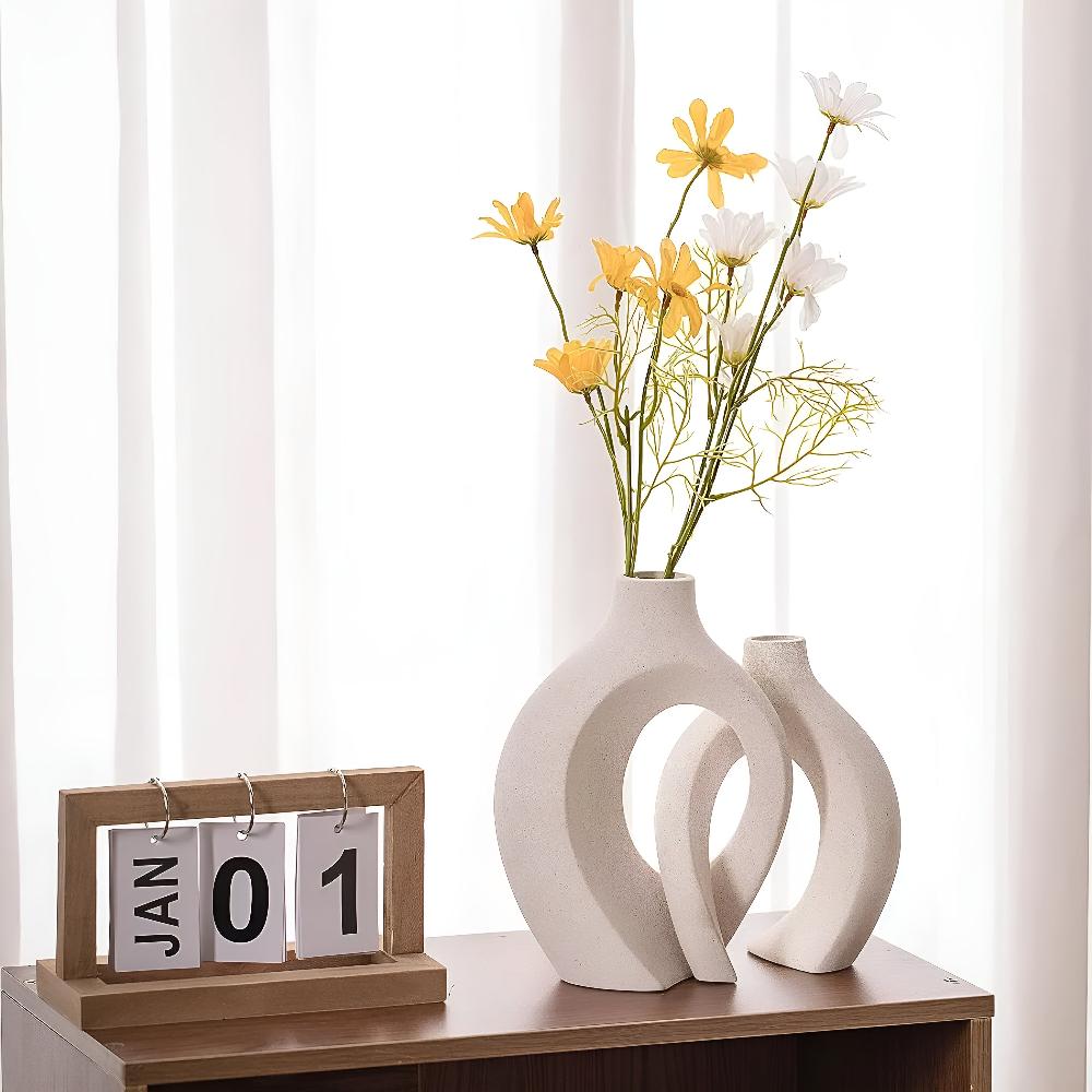 EarthTone Ceramic Vase Duo