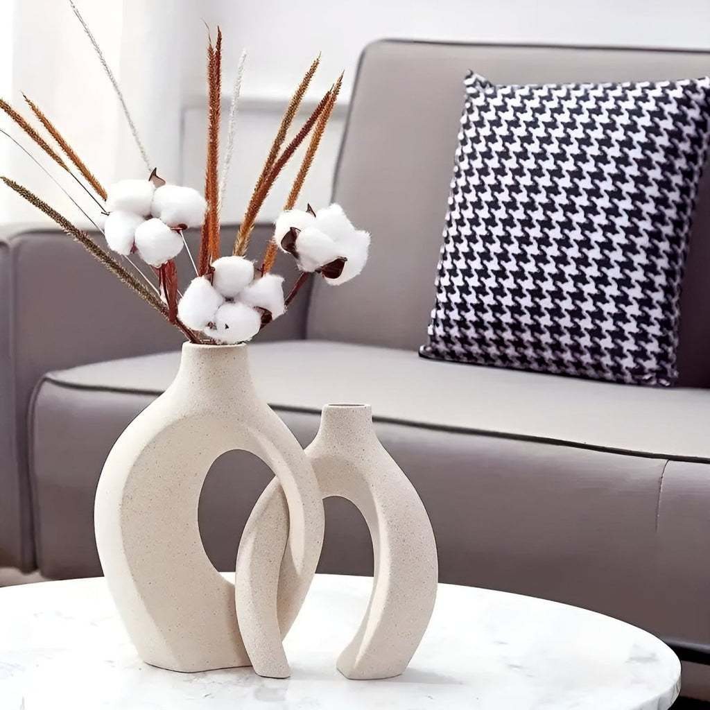 EarthTone Ceramic Vase Duo