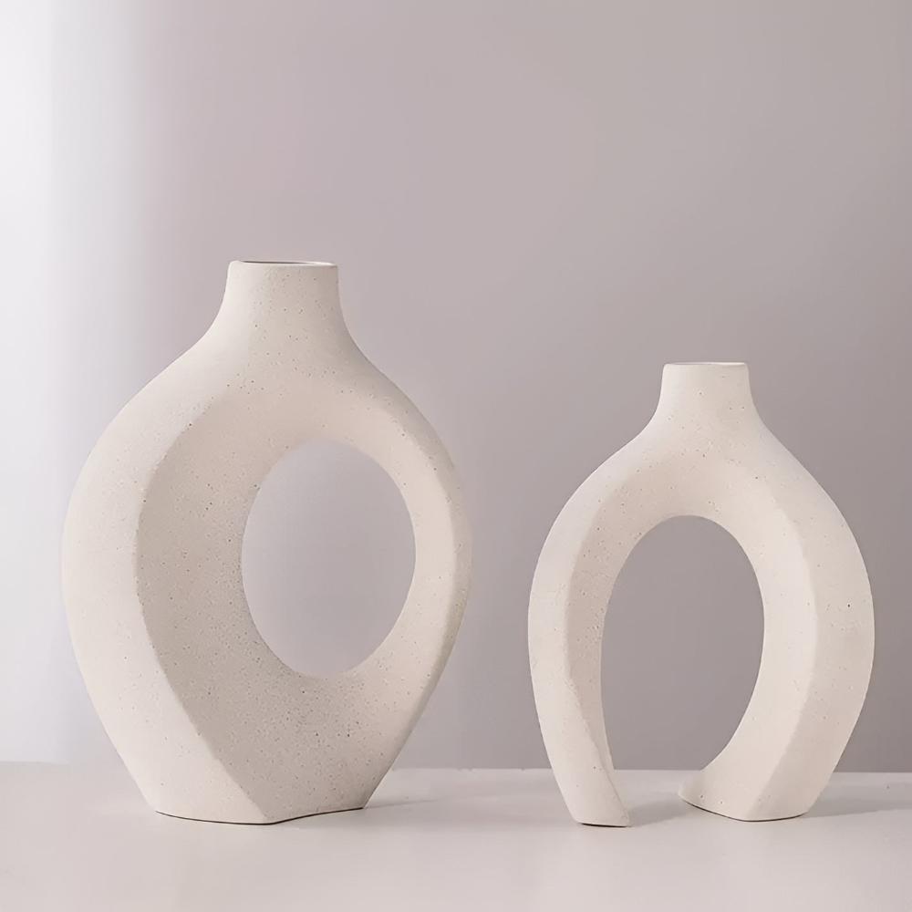 EarthTone Ceramic Vase Duo