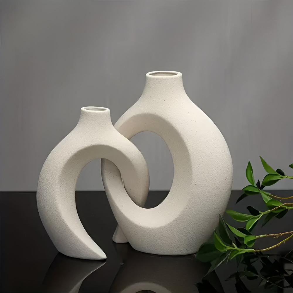 EarthTone Ceramic Vase Duo