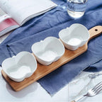 Wood & Ceramic Snack Serving Set