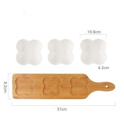 Wood & Ceramic Snack Serving Set