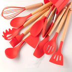 Complete 12pcs Bamboo-Silicone Utensils for Cooking & Baking
