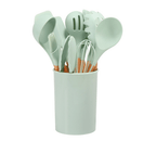 Complete 12pcs Bamboo-Silicone Utensils for Cooking & Baking