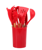 Complete 12pcs Bamboo-Silicone Utensils for Cooking & Baking