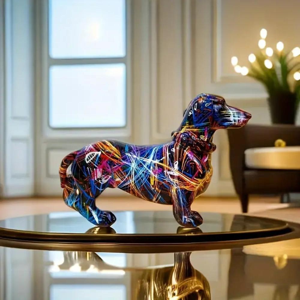 Designer Dachshund Resin Statue | Sleek Modern Décor