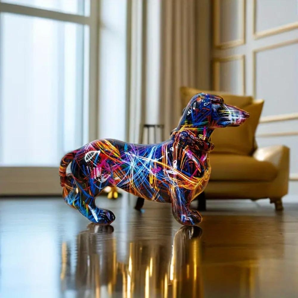 Designer Dachshund Resin Statue | Sleek Modern Décor
