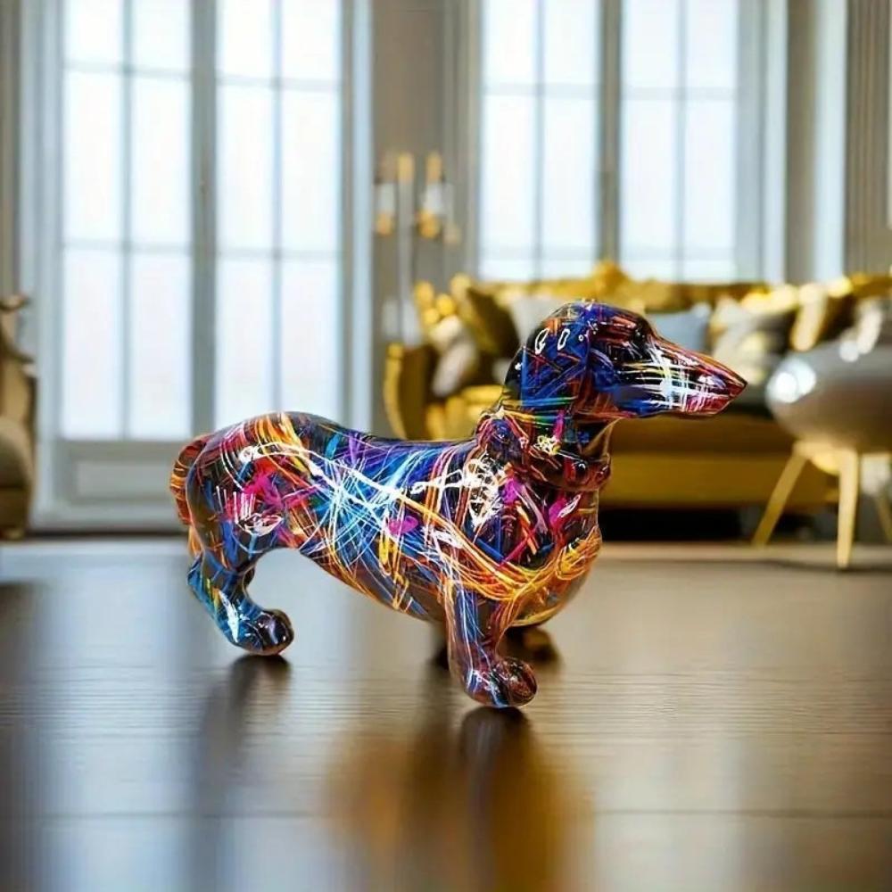 Designer Dachshund Resin Statue | Sleek Modern Décor