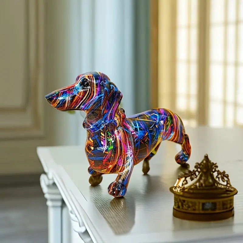 Designer Dachshund Resin Statue | Sleek Modern Décor