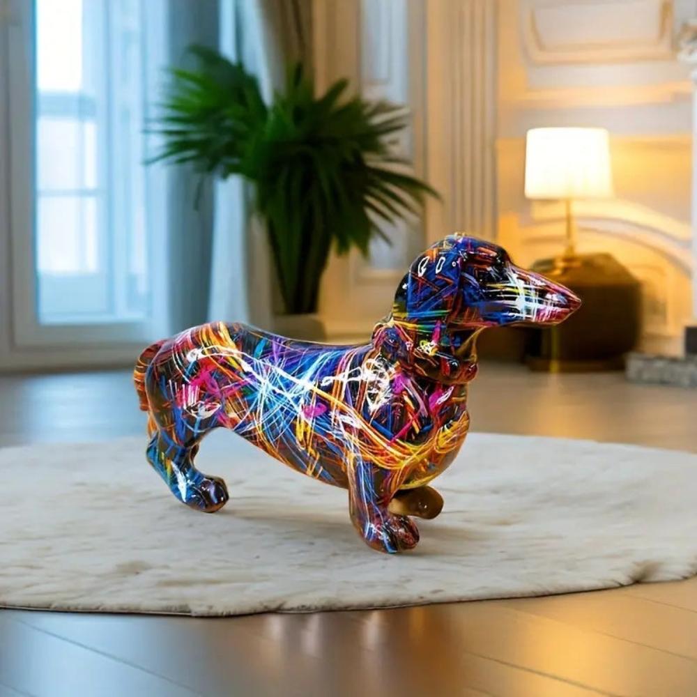 Designer Dachshund Resin Statue | Sleek Modern Décor
