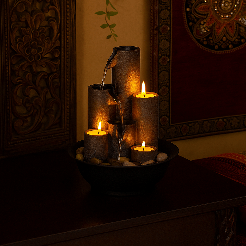 Decorative Resin Cascade & Candle Holder