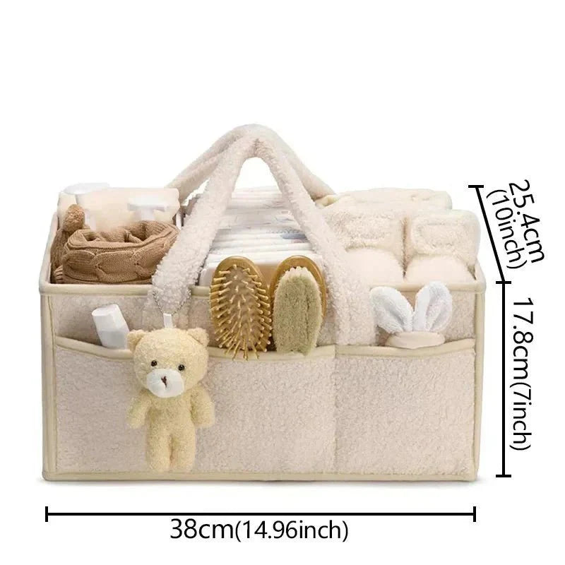 Baby Cotton Storage Basket with Handles | Toys, Clothes & Nursery Organizer