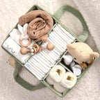 Baby Cotton Storage Basket with Handles | Toys, Clothes & Nursery Organizer