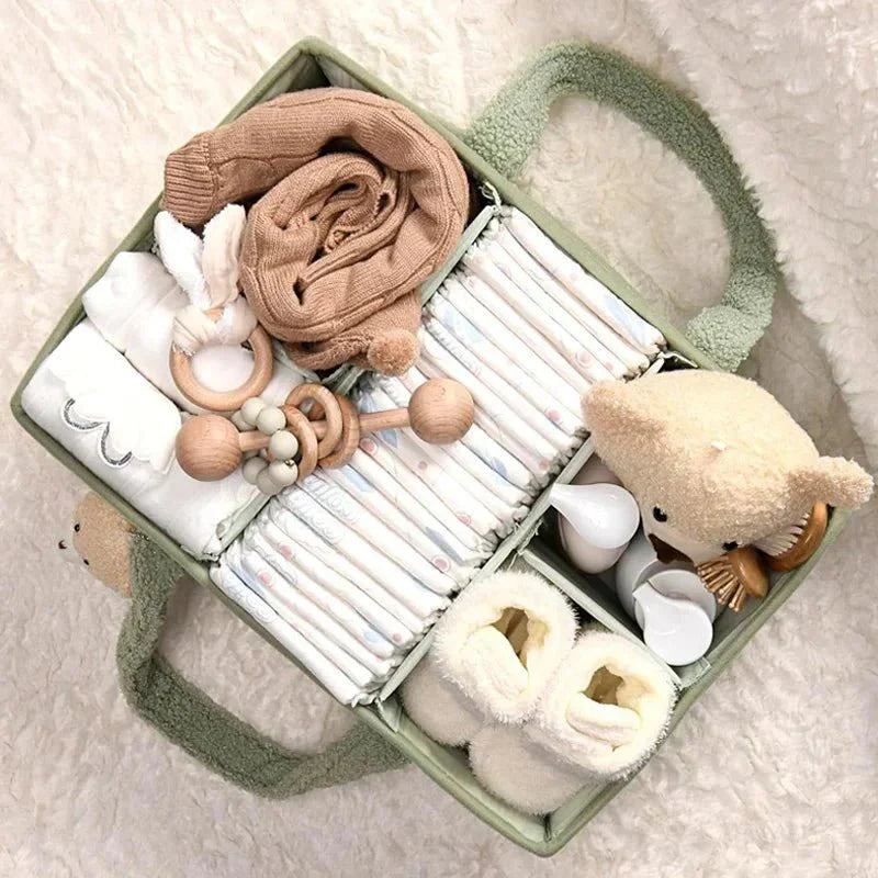 Baby Cotton Storage Basket with Handles | Toys, Clothes & Nursery Organizer