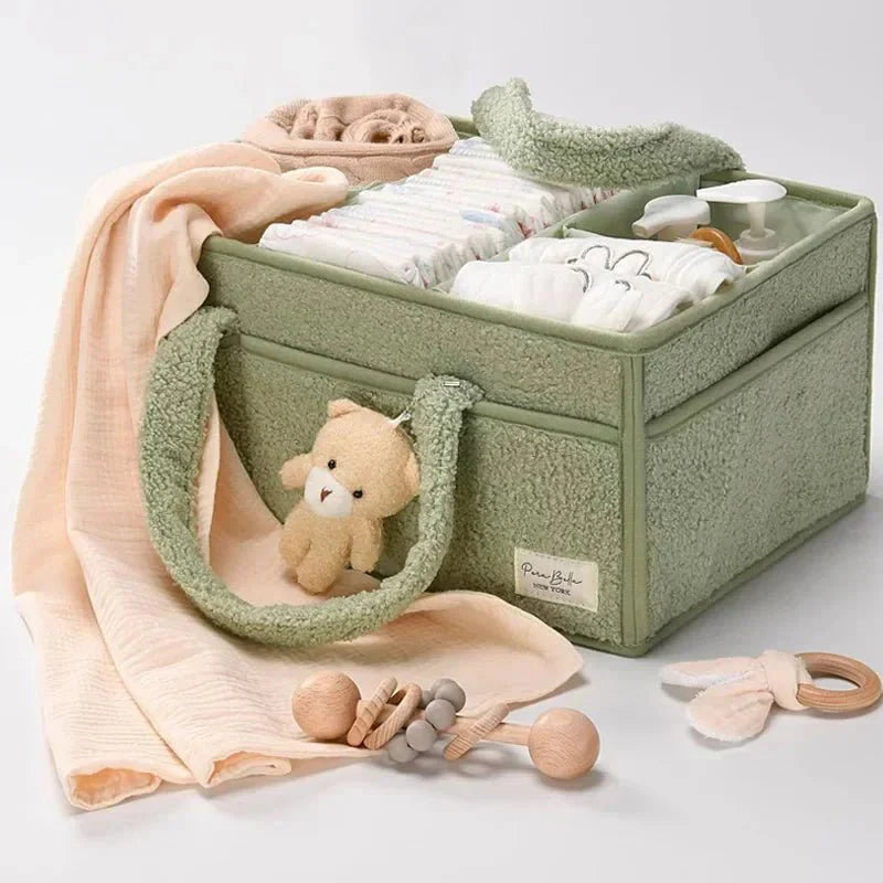 Baby Cotton Storage Basket with Handles | Toys, Clothes & Nursery Organizer