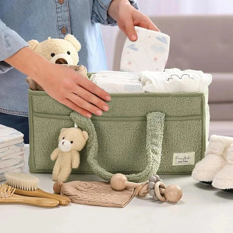 Baby Cotton Storage Basket with Handles | Toys, Clothes & Nursery Organizer