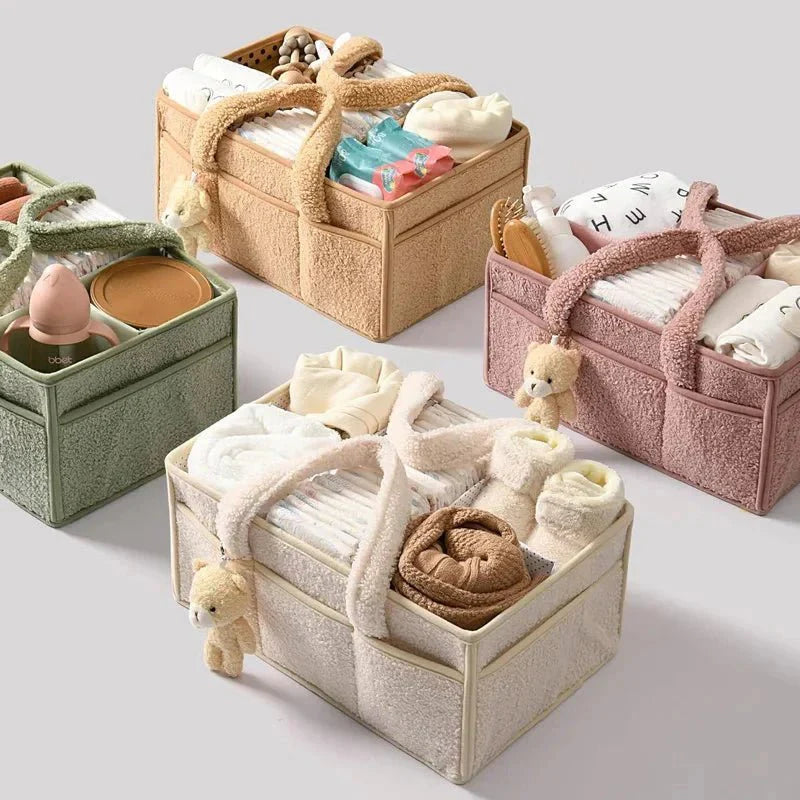 Baby Cotton Storage Basket with Handles | Toys, Clothes & Nursery Organizer