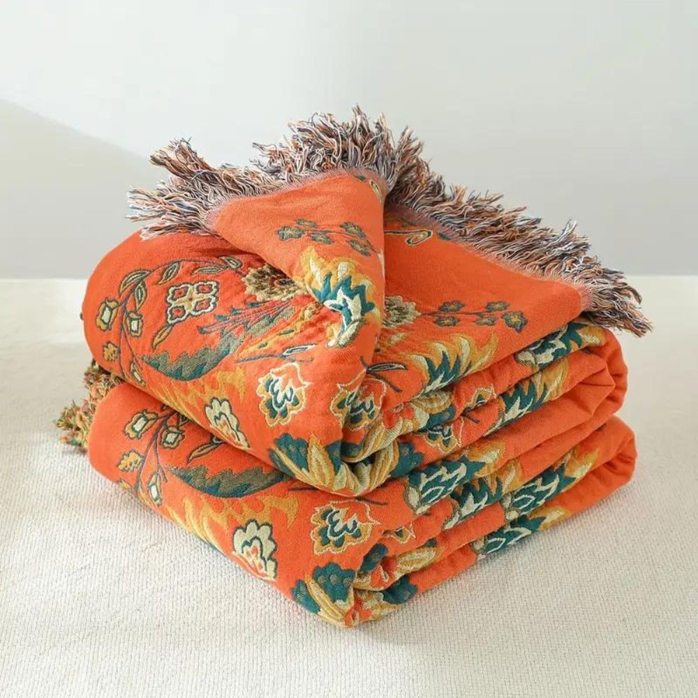 Cotton Floral Reversible Blanket for Sofa & Bed